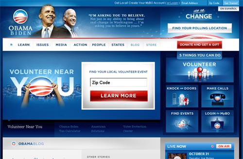 Snapshot of Barrack Obama’s campaign website (2008)