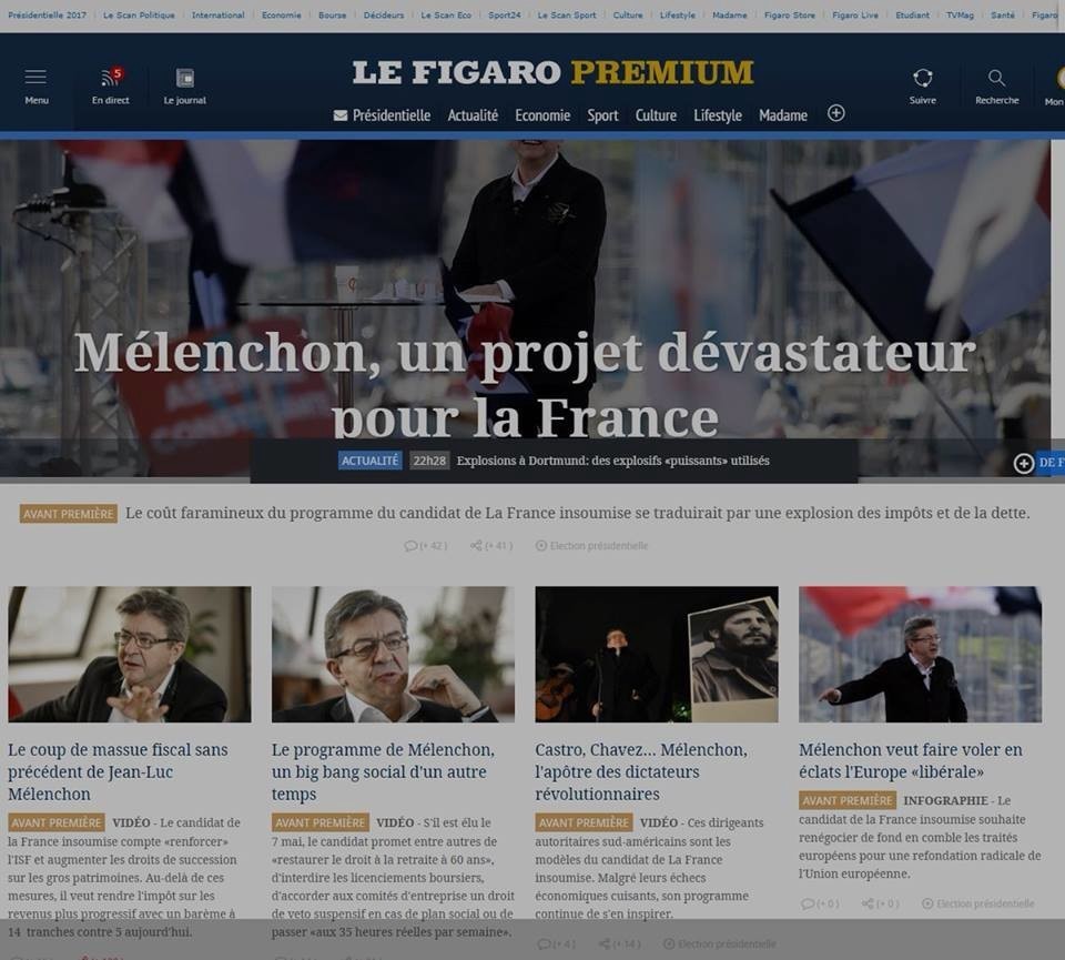 Le Figaro’s headline, April 13th