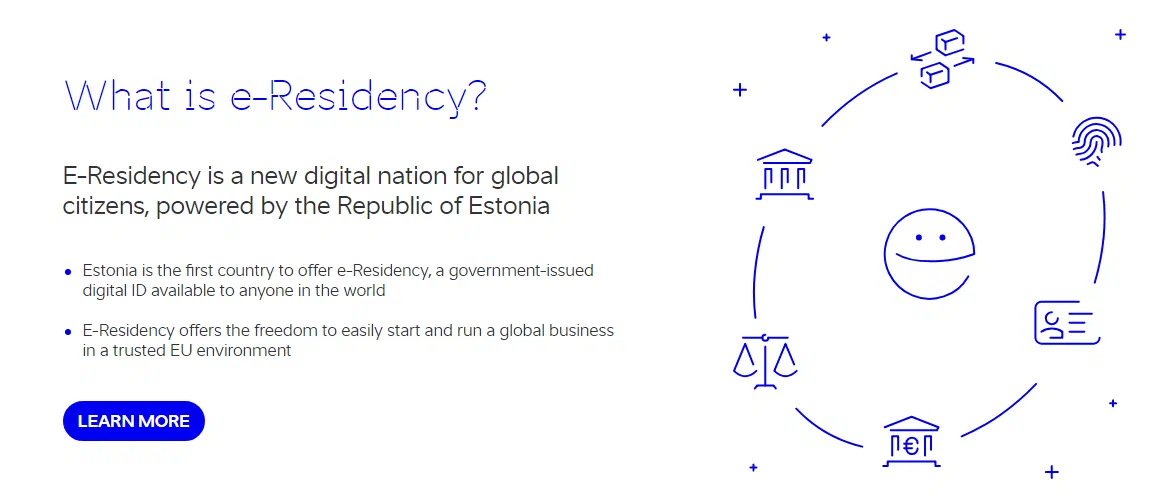 Screenshot for the Estonian e-residency official website
