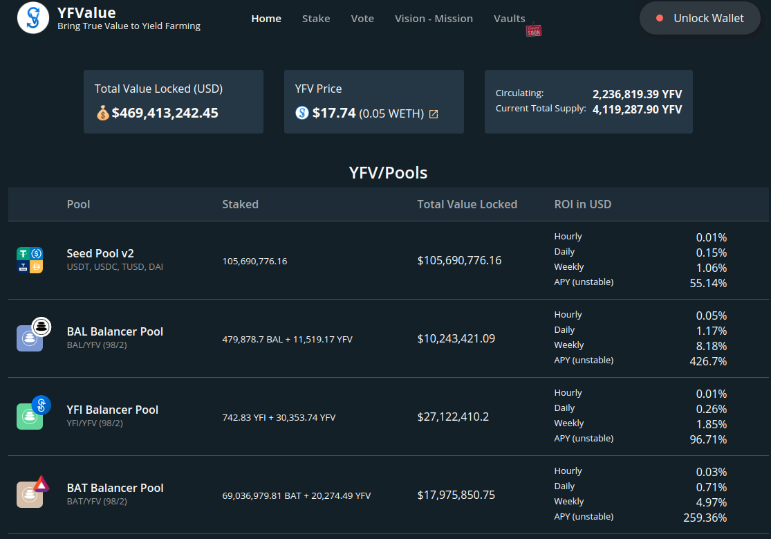 YFV Staking Interface