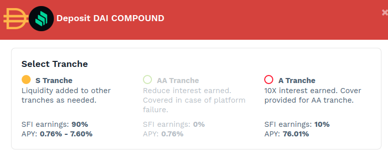 Les différentes tranches disponibles sur Saffron Finance