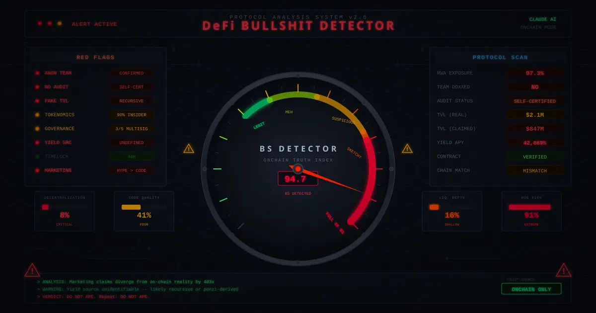 DeFi Bullshit Detector: Red Flags With Claude