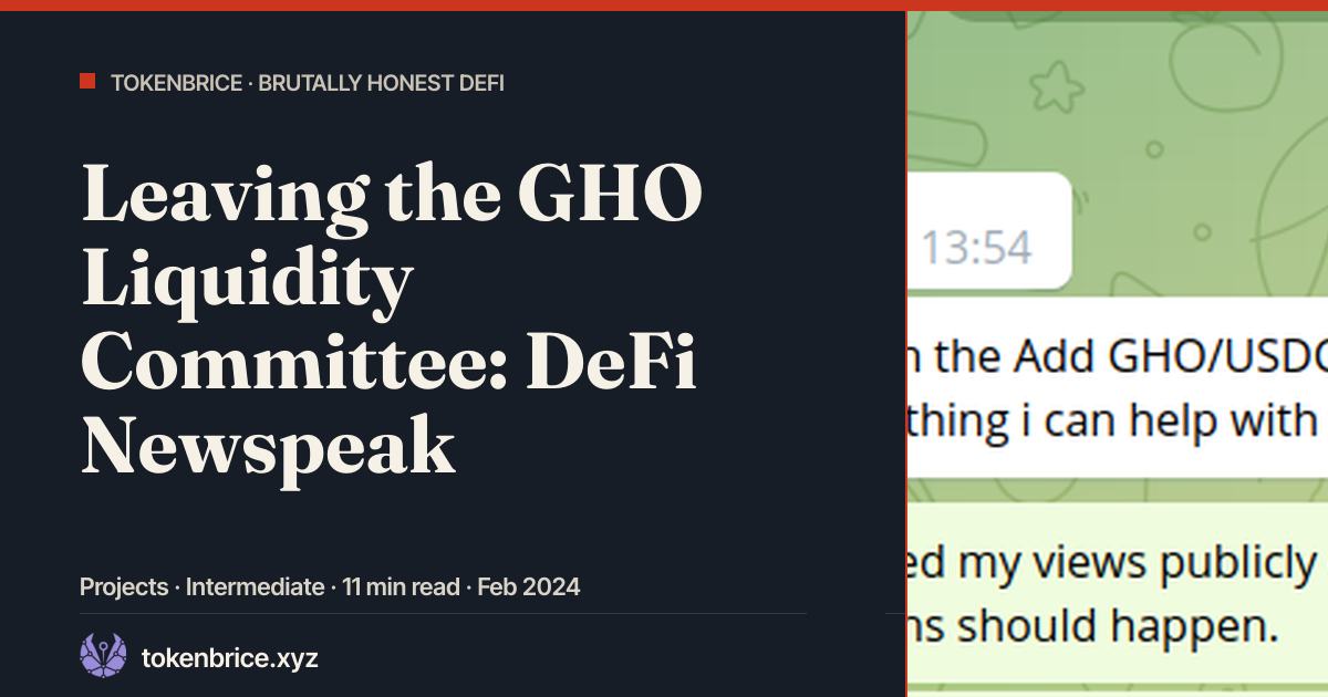 Farewell to the GHO Liquidity Committee reflections on the rise of DeFi newspeak